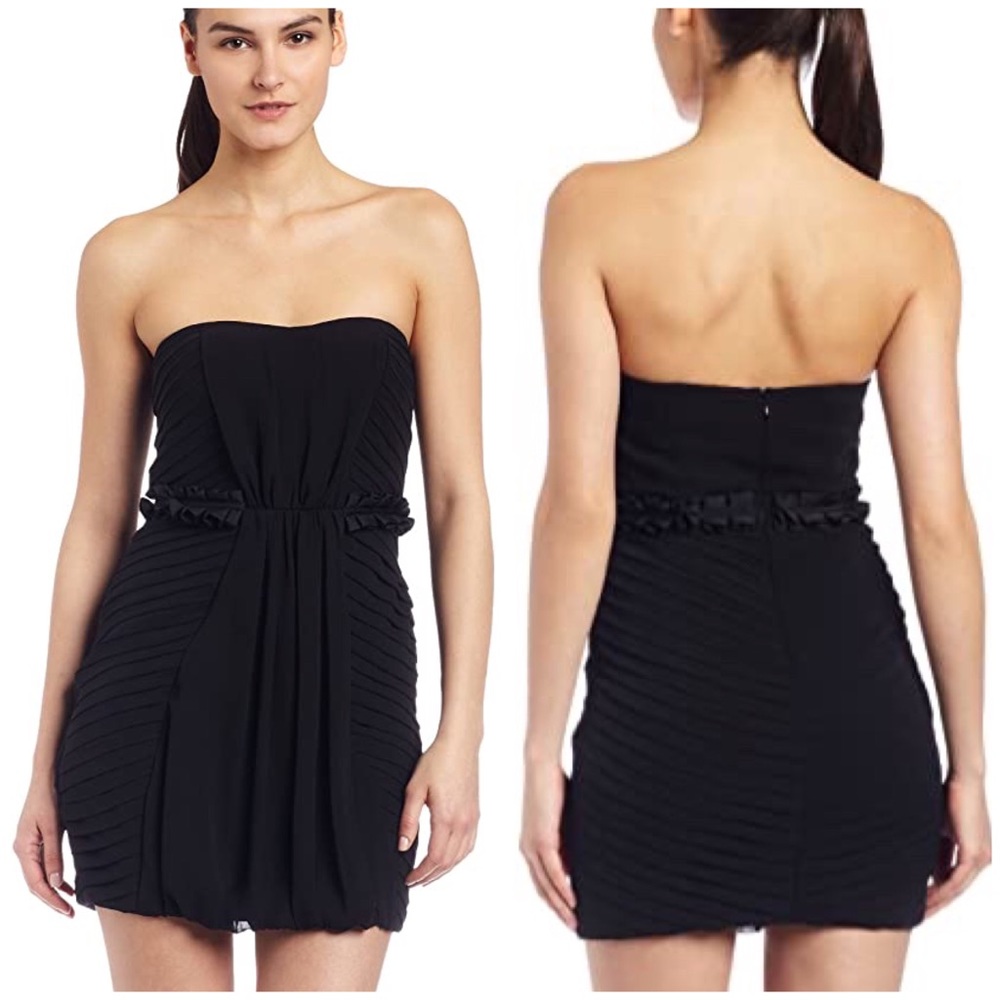 BCBGeneration Black Multi Pleat Mini Dress